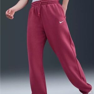 Nike Burgundy Swoosh Fleece Joggers Size Medium